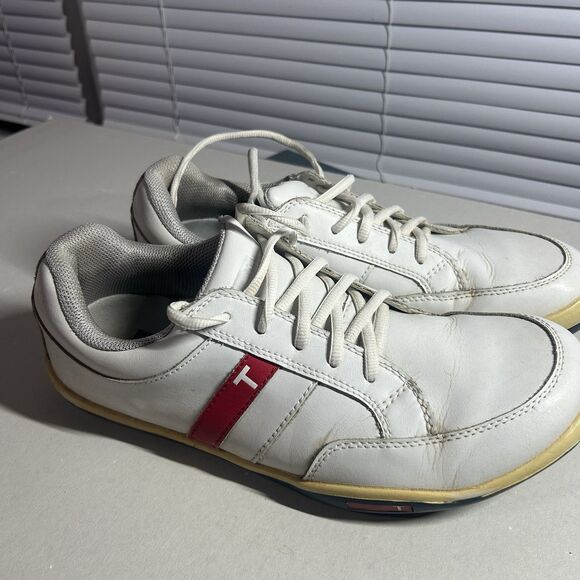 TRUE Linkswear P1 Shoes Mens Size 9.5 Leather Golf Sneakers Spikeless White Red main image 7